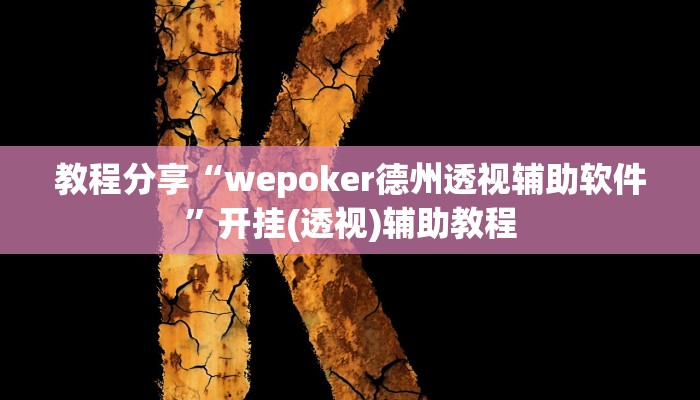 教程分享“wepoker德州透视辅助软件”开挂(透视)辅助教程