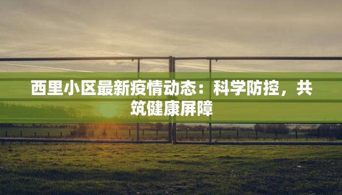 西里小区最新疫情动态：科学防控，共筑健康屏障